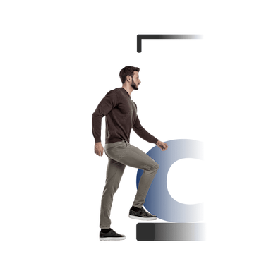 Man stepping onto container